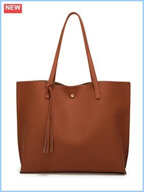 Soft Faux Leather Tote Shoulder Bag Big Capacity Tassel Handbag